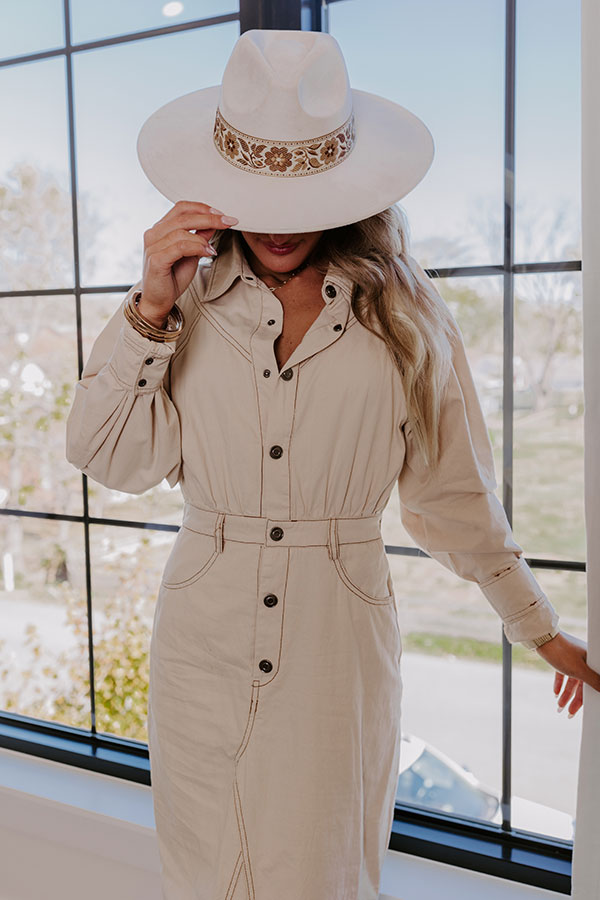 City Chic Denim Midi in Beige