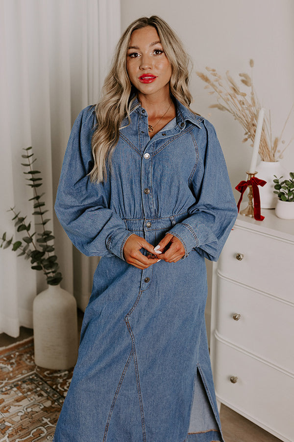 City Chic Denim Midi in Medium Wash City Chic Denim Midi in Medium Wash