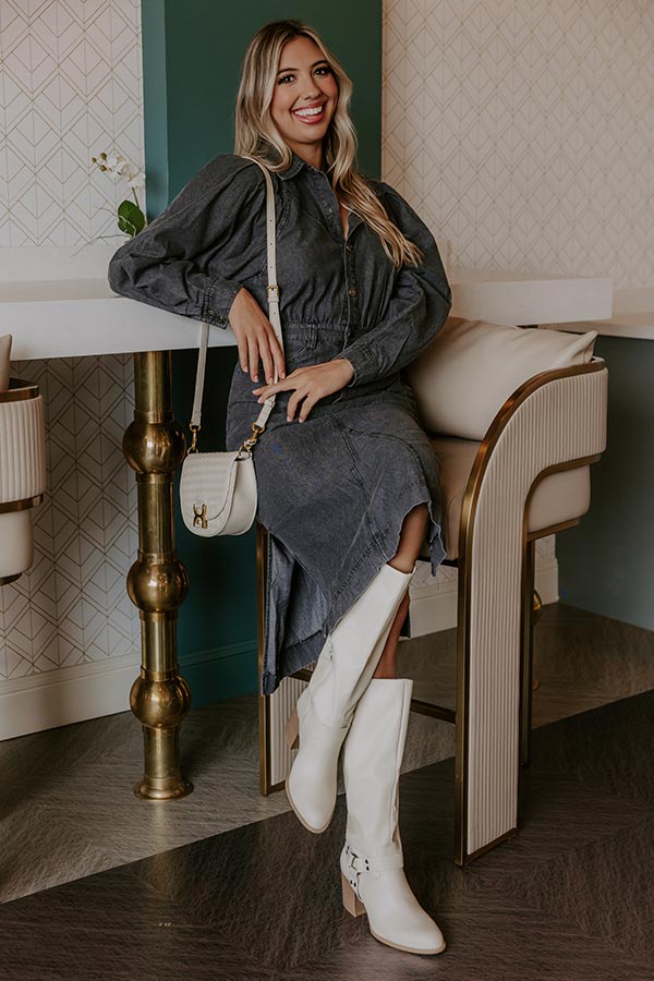 City Chic Denim Midi in Vintage Black Image - 1