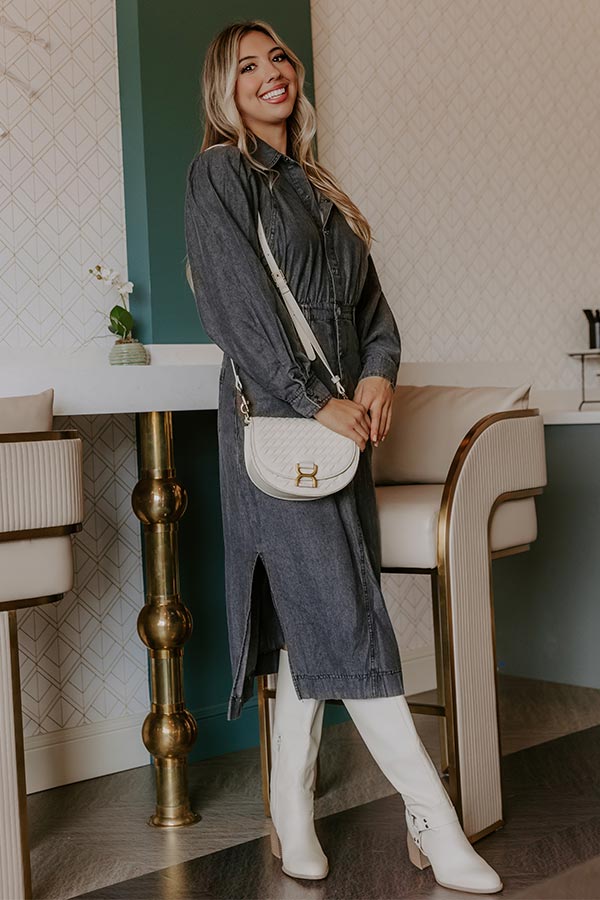 City Chic Denim Midi in Vintage Black Image - 2
