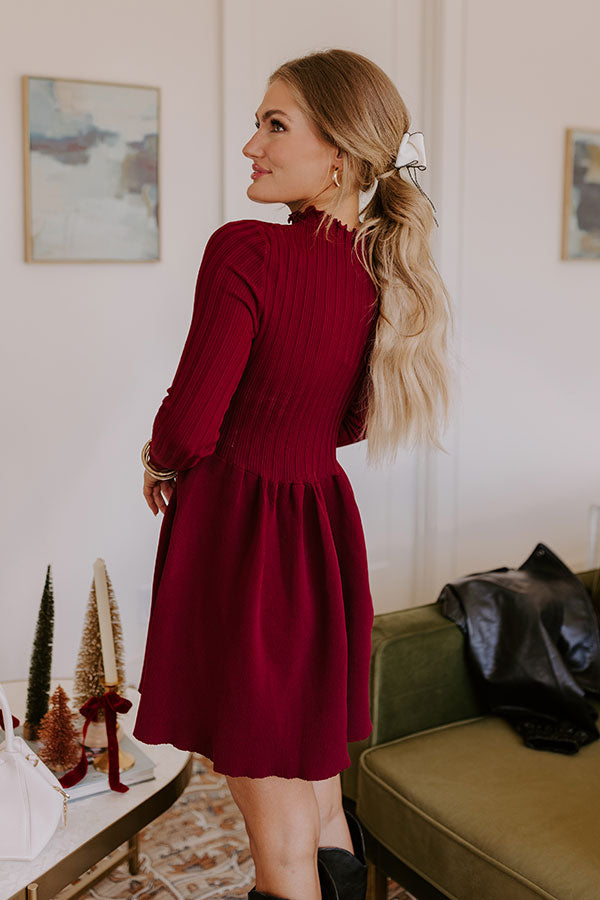 Vineyard Dreaming Knit Mini Dress in Wine