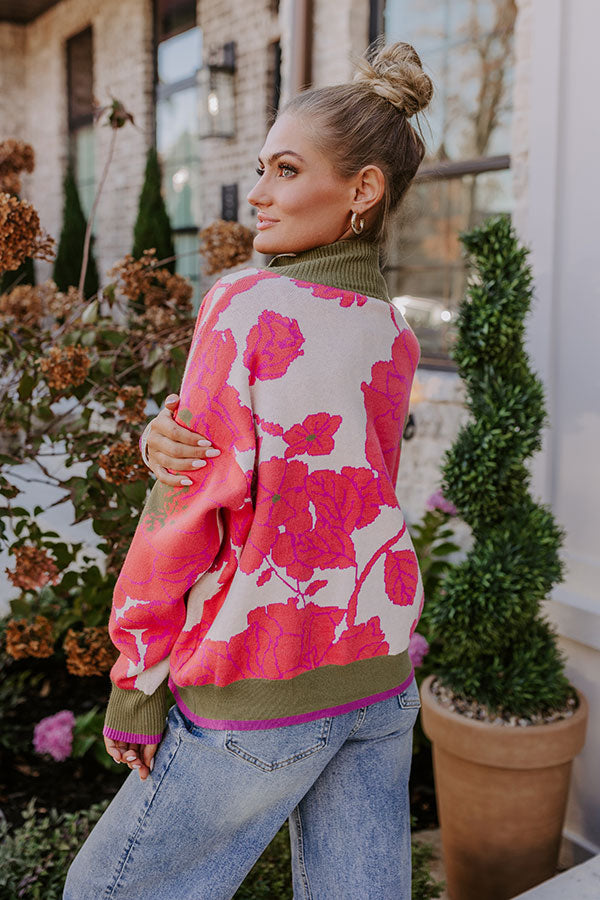 Cider And Sunsets Floral Sweater in Pink