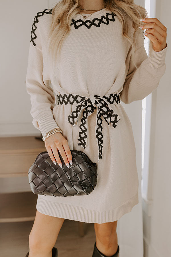 Tucson Brunch Embroidered Sweater Dress