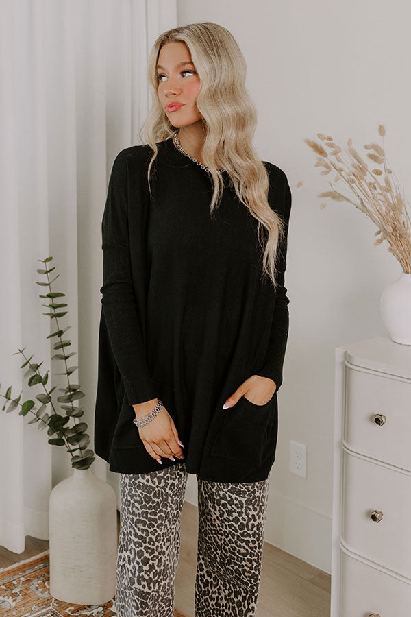 Always Cozy Sweater Top in Black