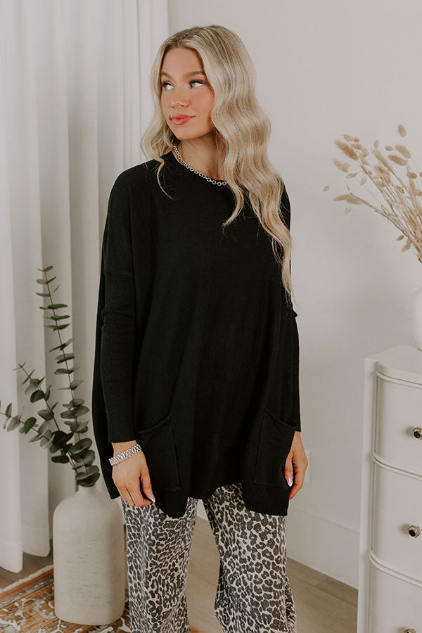 Always Cozy Sweater Top in Black