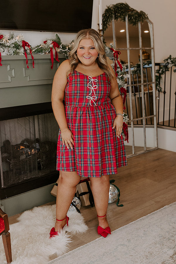 Kiss Under The Mistletoe Plaid Mini Dress Curves   