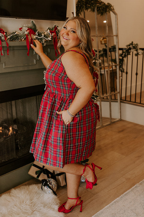 Kiss Under The Mistletoe Plaid Mini Dress Curves