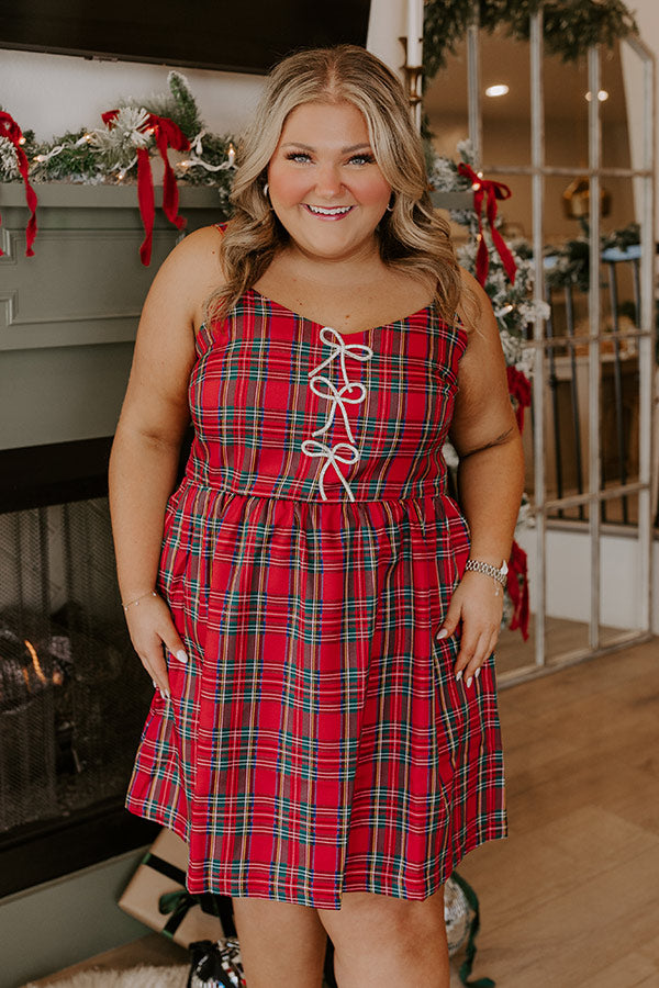 Kiss Under The Mistletoe Plaid Mini Dress Curves