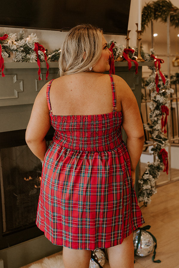 Kiss Under The Mistletoe Plaid Mini Dress Curves   