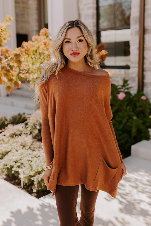 Always Cozy Sweater Top in Rust