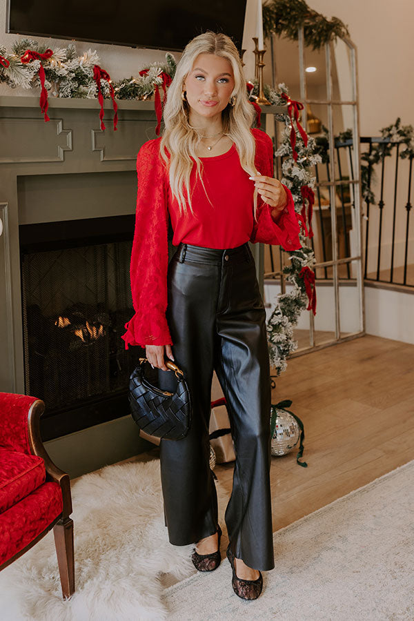 Blissful Smile Jacquard Top in Red