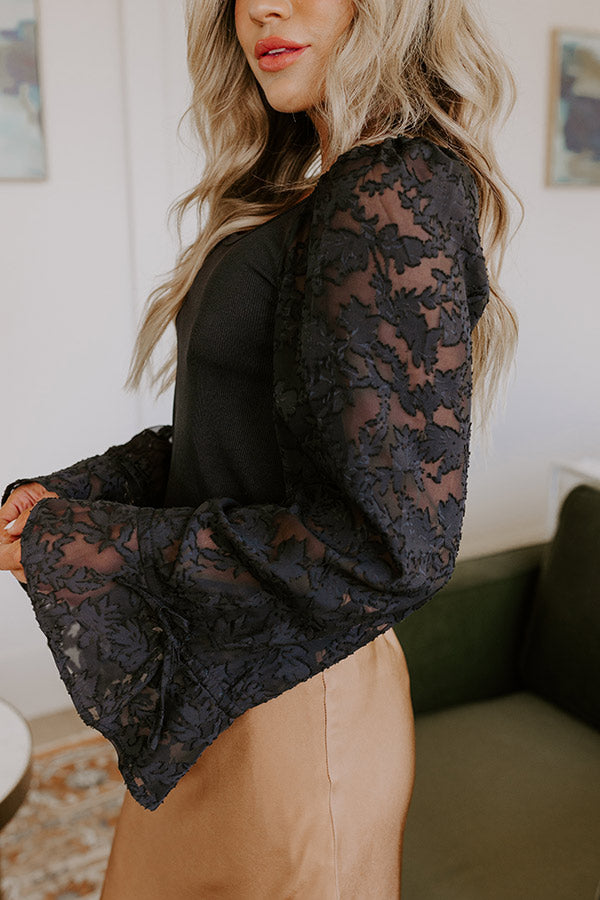 Blissful Smile Jacquard Top in Black