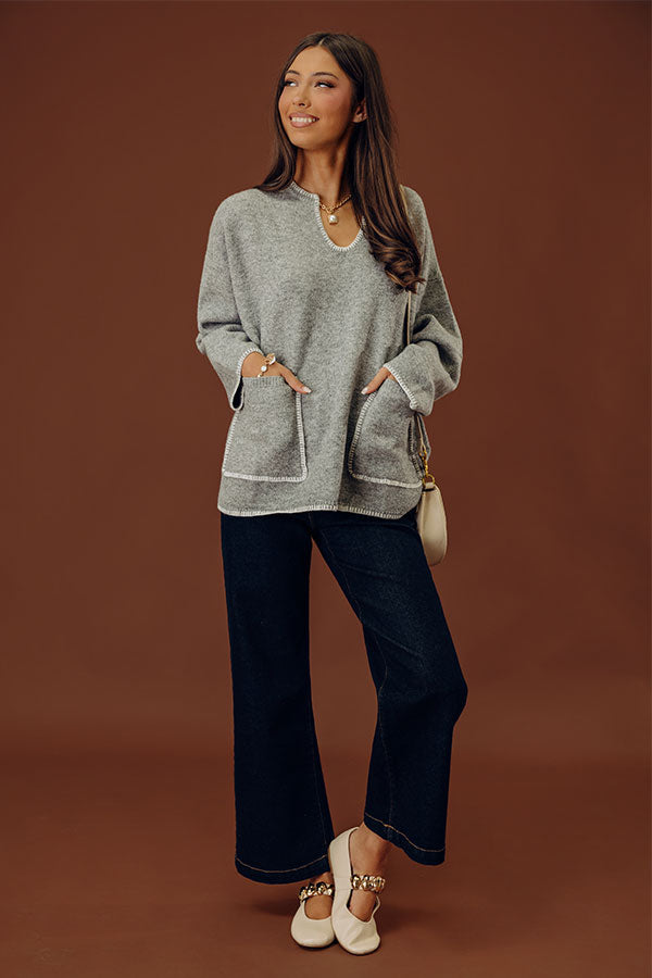 Maine Mornings Wool-Blend Sweater in Grey Image - 1