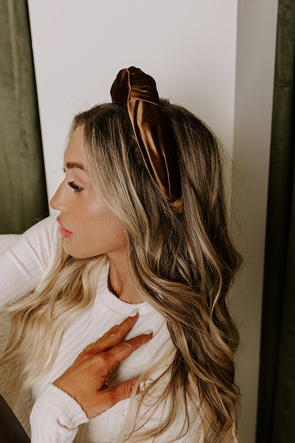 Luxe Lifestyle Velvet Headband in Mocha