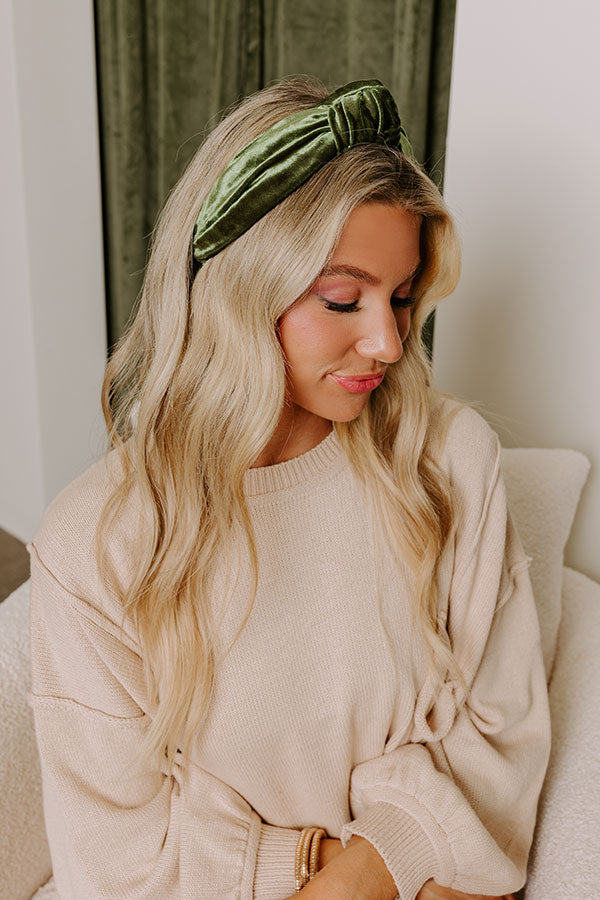 Luxe Lifestyle Velvet Headband in Olive