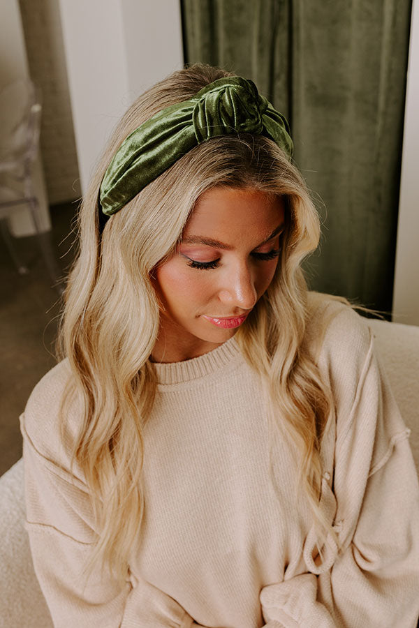 Luxe Lifestyle Velvet Headband in Olive