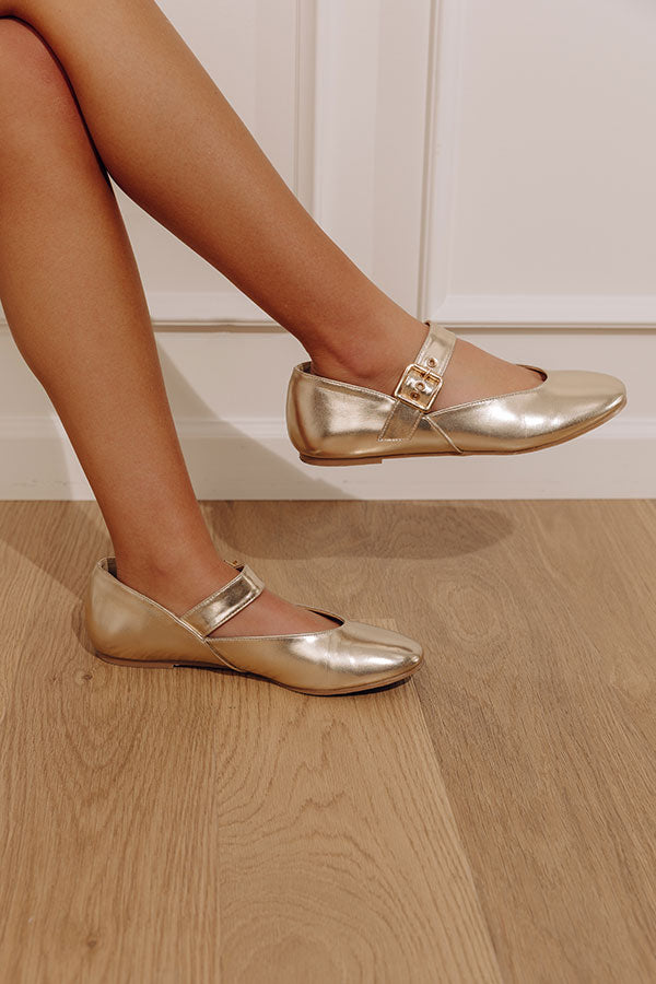 The Livvy Metallic Flat in Gold