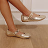 The Livvy Metallic Flat in Gold Image - 1
