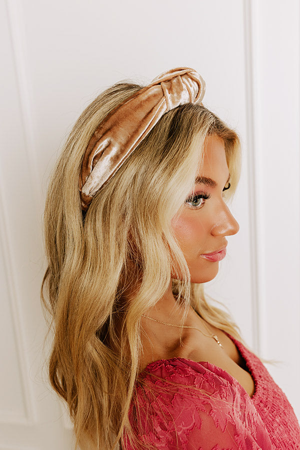 Luxe Lifestyle Velvet Headband in Champagne