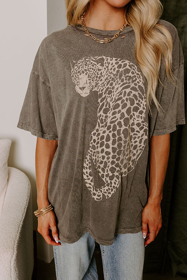 Cheetah Vintage Wash Distressed Graphic Tee