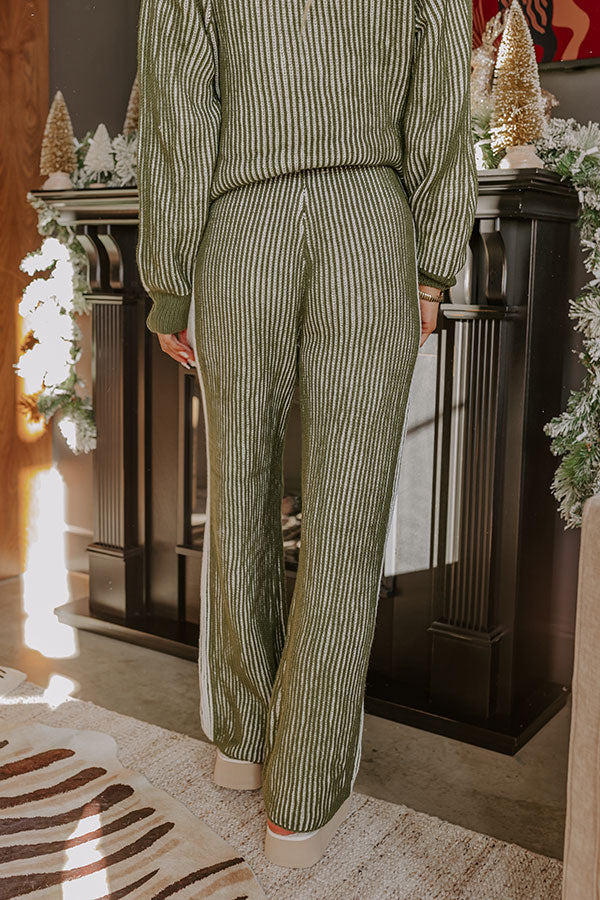 Uptown Chic High Waist Ribbed Pants in Olive