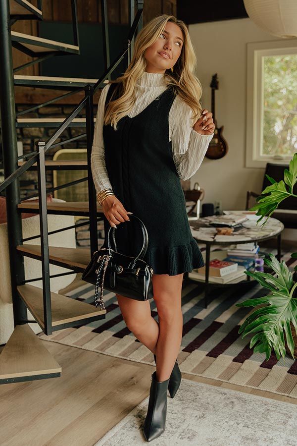 Cool Weather Crush Knit Mini Dress in Black Image - 1