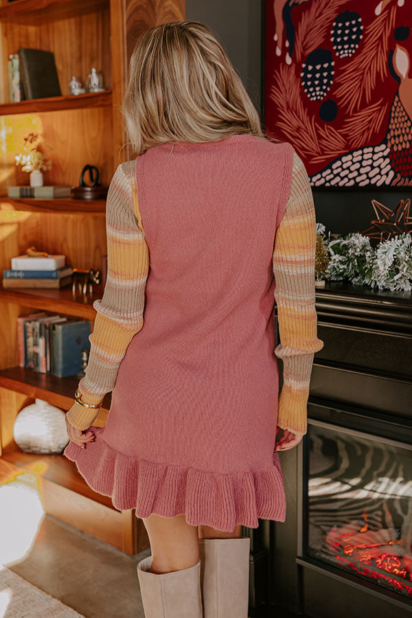 Cool Weather Crush Knit Mini Dress in Blush