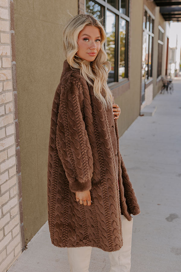 Warm Fuzzy Feeling Faux Fur Coat in Espresso