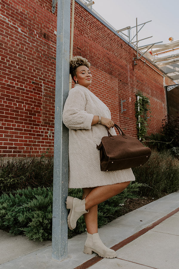 Warm Fuzzy Feeling Faux Fur Coat in Oatmeal Curves Image - 3