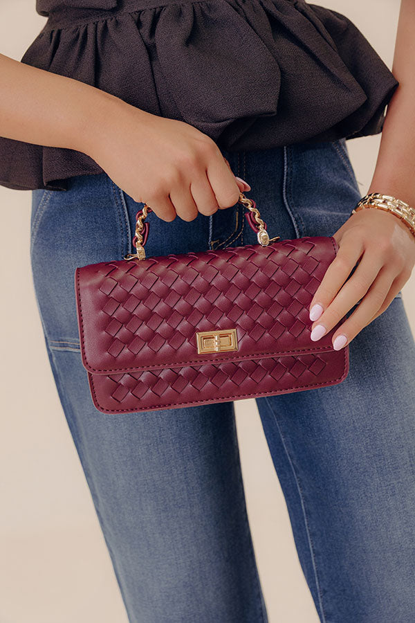 Remarkable Style Faux Leather Woven Purse in Windsor Wine