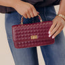 Remarkable Style Faux Leather Woven Purse in Windsor Wine Image - 1
