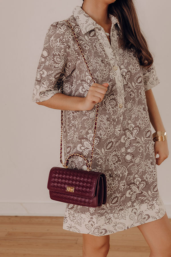 Remarkable Style Faux Leather Woven Purse in Windsor Wine Image - 1