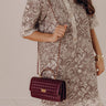 Remarkable Style Faux Leather Woven Purse in Windsor Wine Image - 1