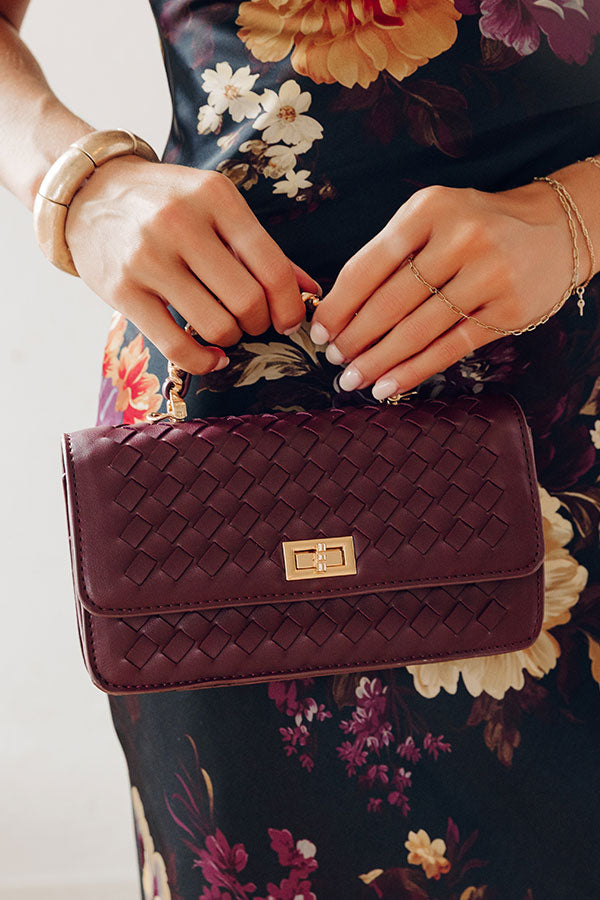 Remarkable Style Faux Leather Woven Purse in Windsor Wine