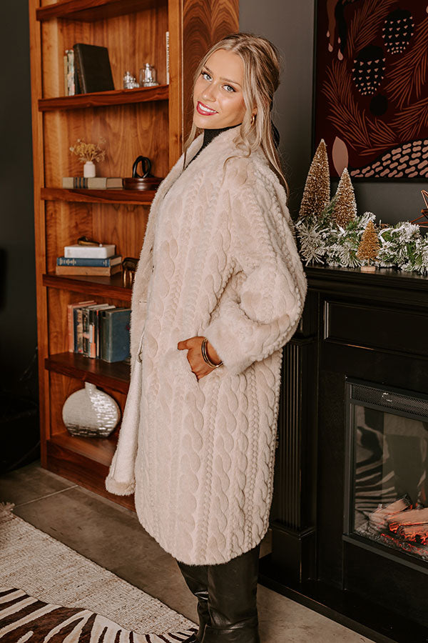 Warm Fuzzy Feeling Faux Fur Coat in Oatmeal