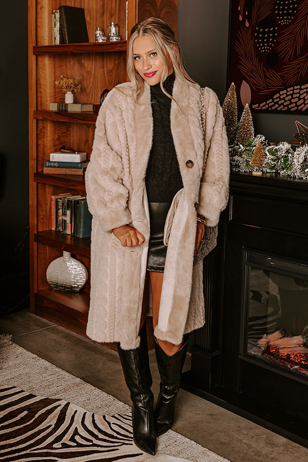 Warm Fuzzy Feeling Faux Fur Coat in Oatmeal