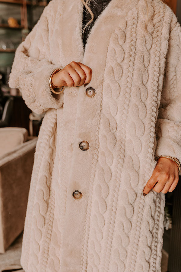 Warm Fuzzy Feeling Faux Fur Coat in Oatmeal