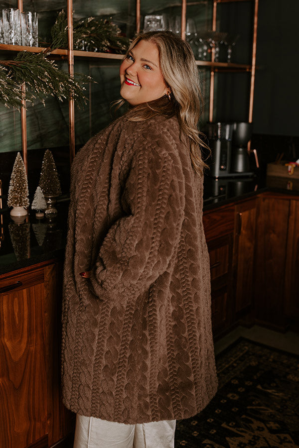 Warm Fuzzy Feeling Faux Fur Coat in Espresso Curves