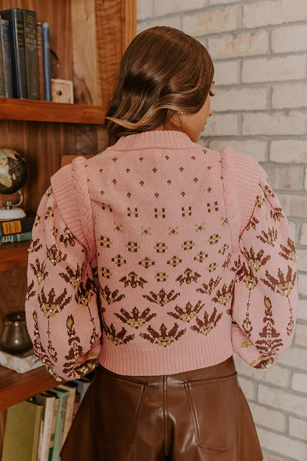 Vail Views Pearl Embellished Knit Sweater in Pink