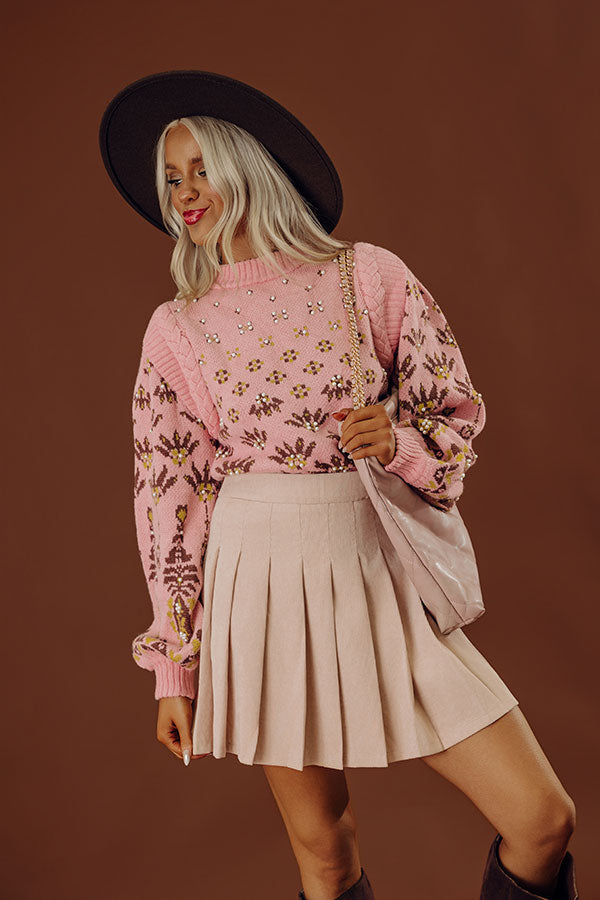 Vail Views Pearl Embellished Knit Sweater in Pink Image - 1