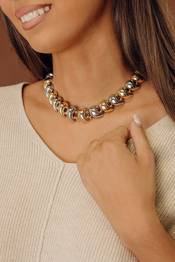 Statement Staple Necklace in 2 Tone Image - 1
