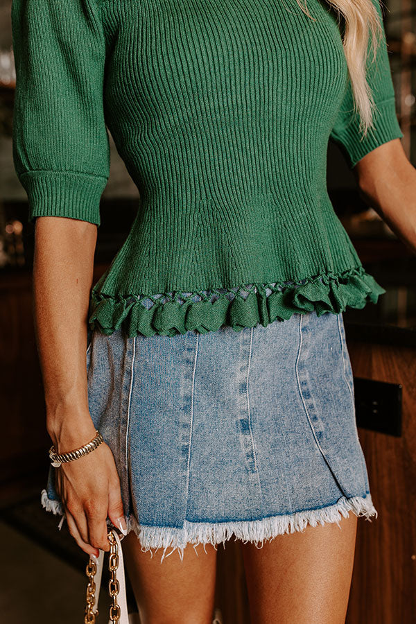 City Chic Sweater Top in Hunter Green