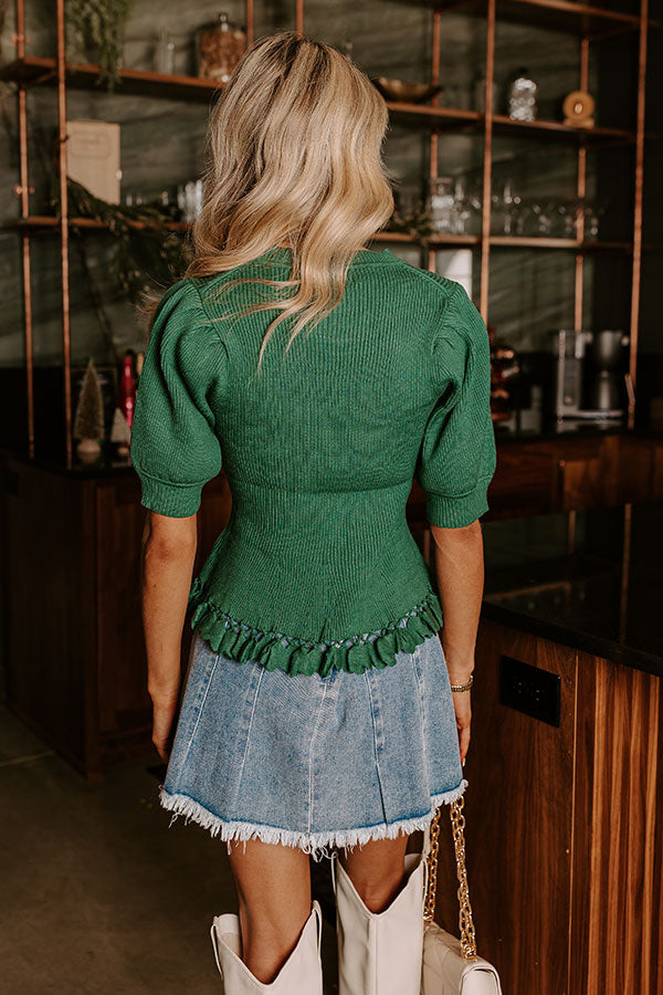 City Chic Sweater Top in Hunter Green