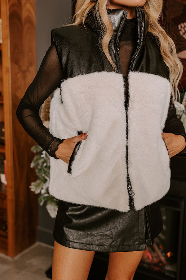 Headed To Aspen Faux Leather Reversible Vest