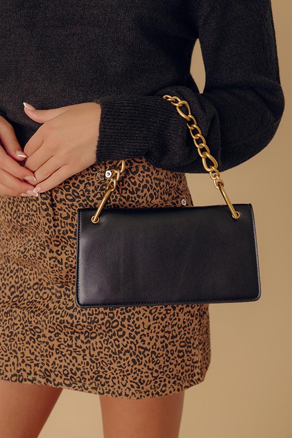 Happy Hour Meetup Faux Leather Purse in Black