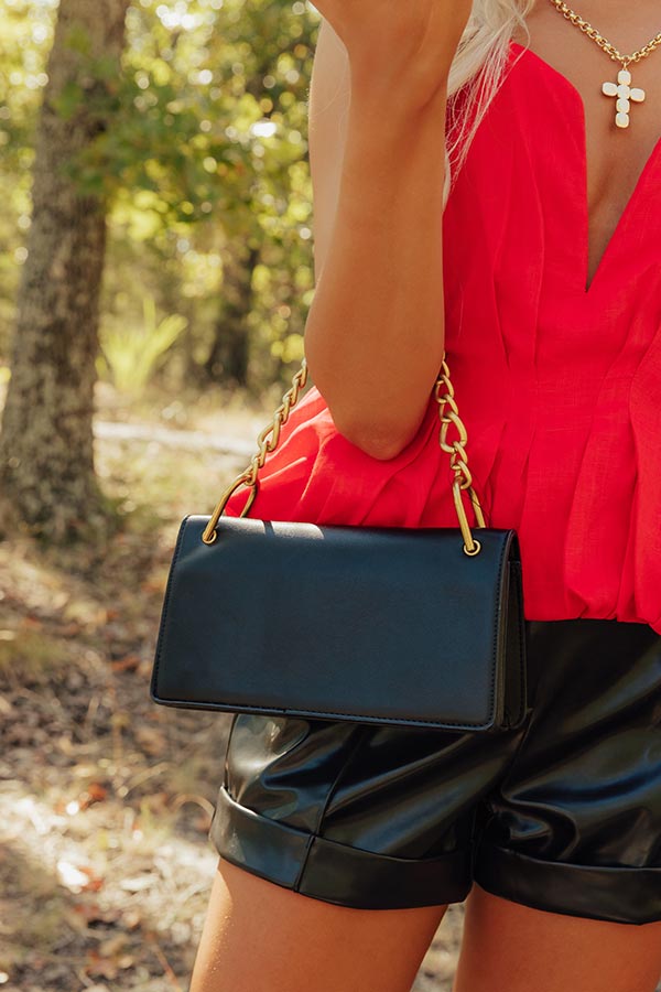 Happy Hour Meetup Faux Leather Purse in Black