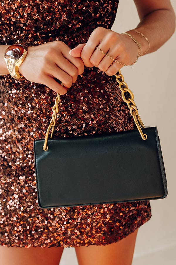 Happy Hour Meetup Faux Leather Purse in Black