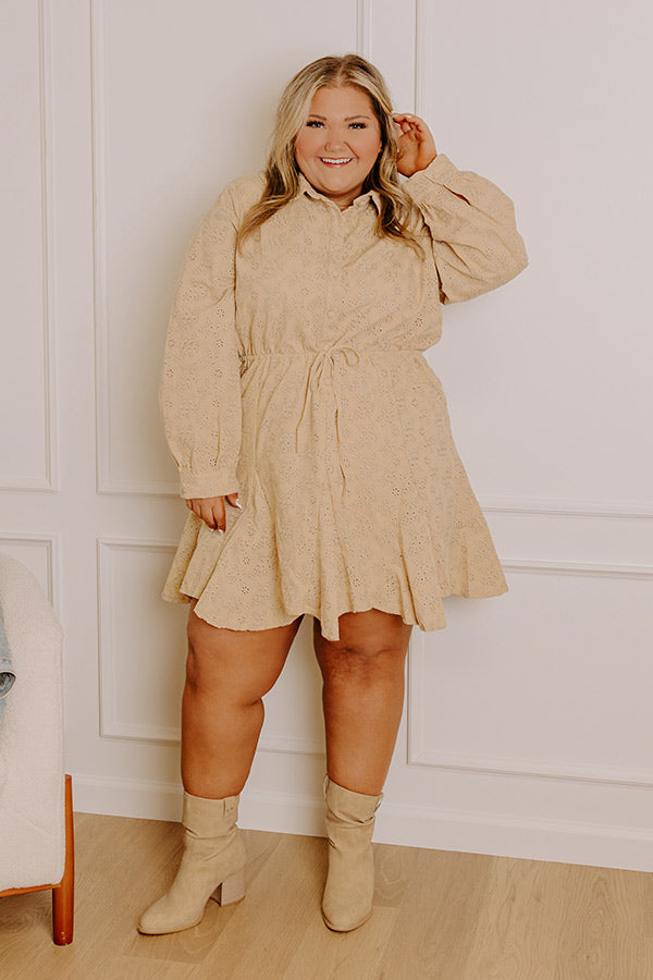 Blissful Smile Eyelet Mini Dress Curves