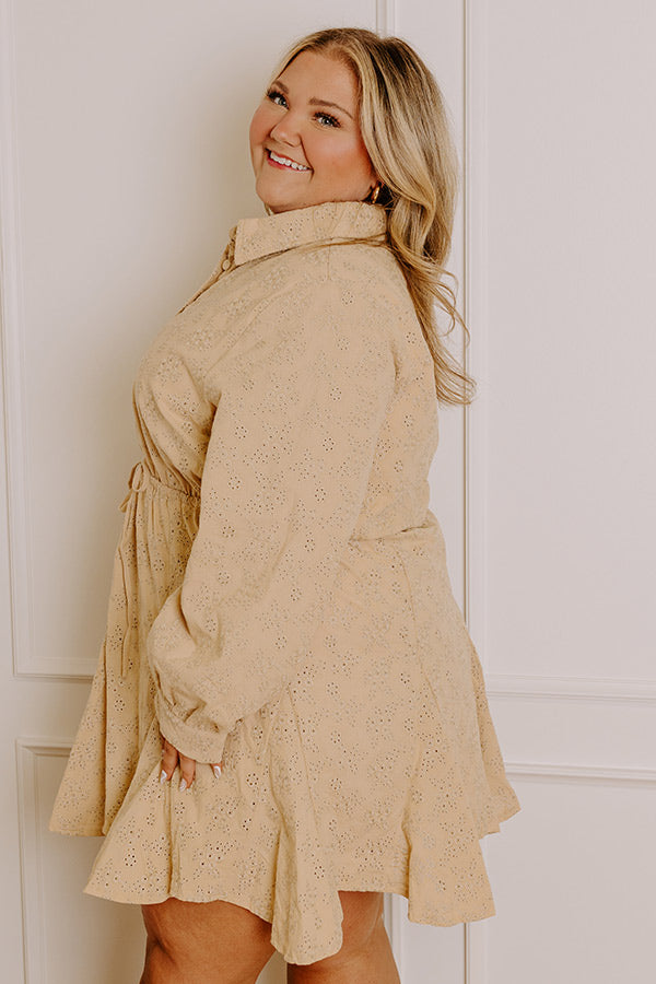 Blissful Smile Eyelet Mini Dress Curves 2XL / beige Blissful Smile Eyelet Mini Dress Curves 2XL / beige