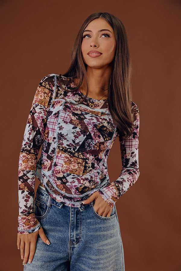 Posh Mindset Floral Mesh Top in Sky Blue Image - 1